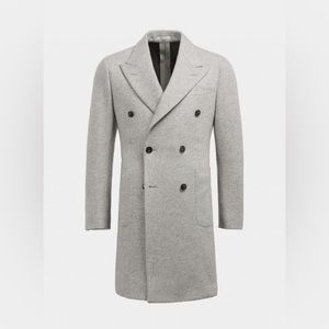 Suitsupply Light Grey Wool Knit Overcoat